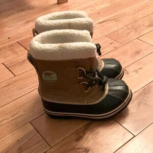 Sorel Kids Tan and Black Snow Boots